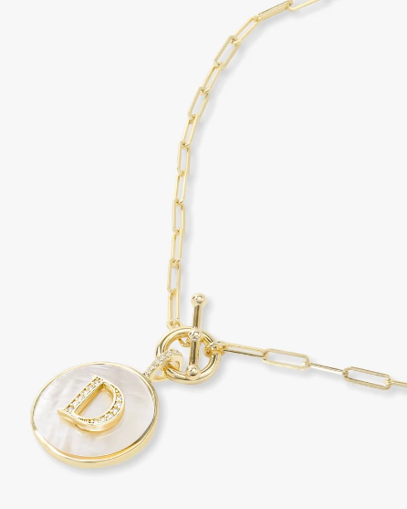 D Love Letters Medallion Necklace - GOLD