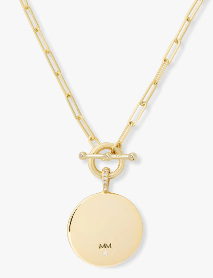D Love Letters Medallion Necklace - GOLD
