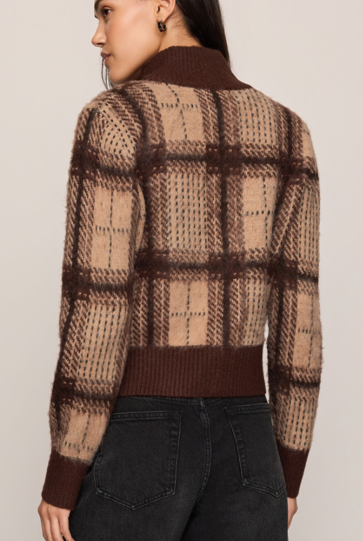 Frostline Plaid Cardigan- Toasted Almond