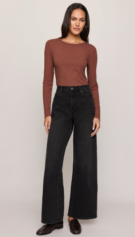Second Skin Crew LS Top- Dark Rosewood