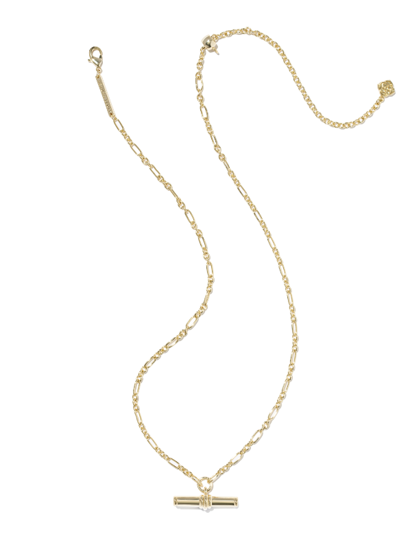 Bree Metal T Bar Pendant Necklace Gold