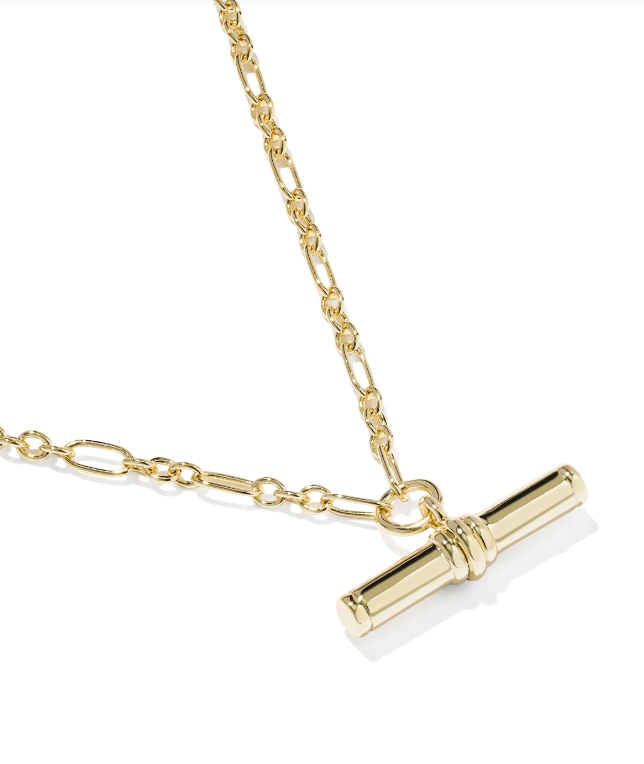 Bree Metal T Bar Pendant Necklace Gold