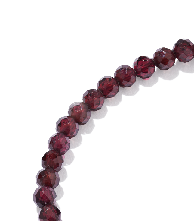 Emery Beaded Stretch Bracelet Gold Red Garnet