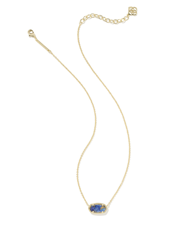 Elisa Pendant Necklace Gold Bronze Veined Lapis