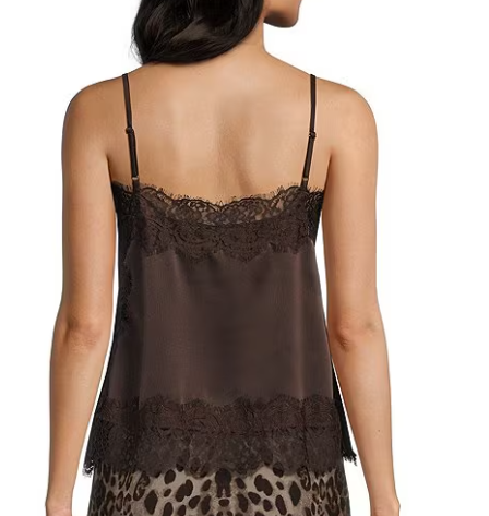 Ade Satin Lace Cami- Brown
