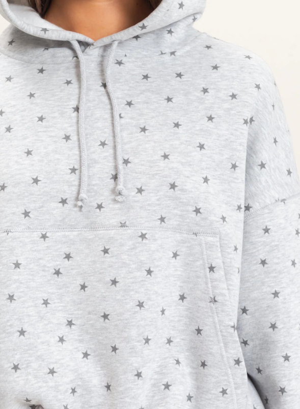 Lizz Star Print Bubble Hoodie- Heather Gray