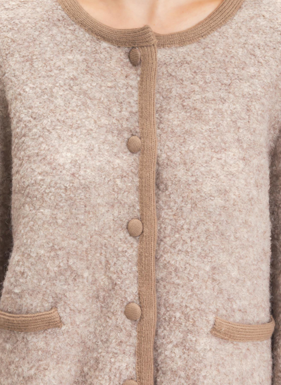 Vide Boucle Knit Cardigan- Light Mocha