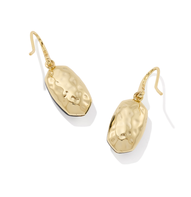 Lee Riveted Drop Earrings- Gold Dark Brown Hawks Eye