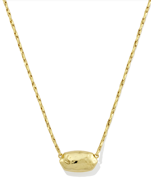 Elisa Riveted Short Pendant Necklace- Gold D. Brown Hawks Eye