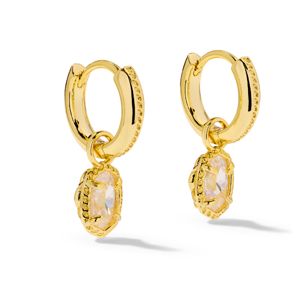 Mini Ellie Luxe Huggie Earring Gold White CZ