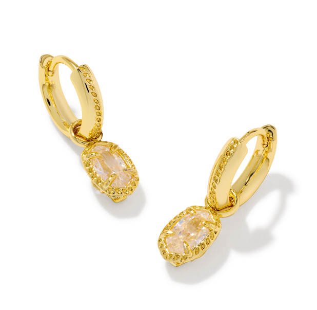 Mini Ellie Luxe Huggie Earring Gold White CZ