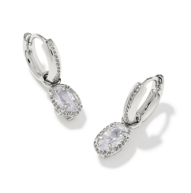 Mini Ellie Luxe Huggie Earrings Silver White CZ