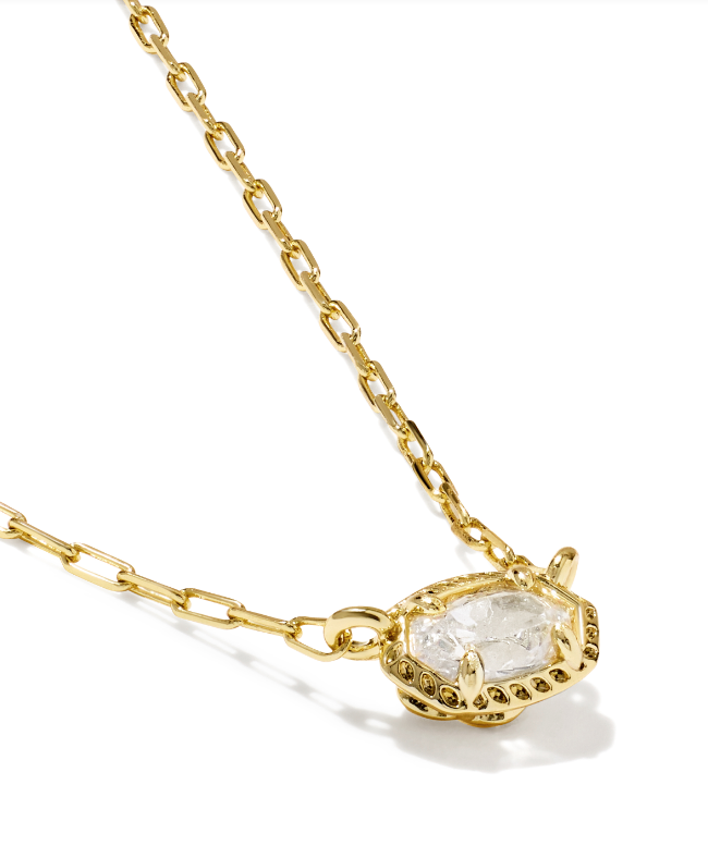 Mini Elisa Luxe Short Pendant Necklace Gold White CZ