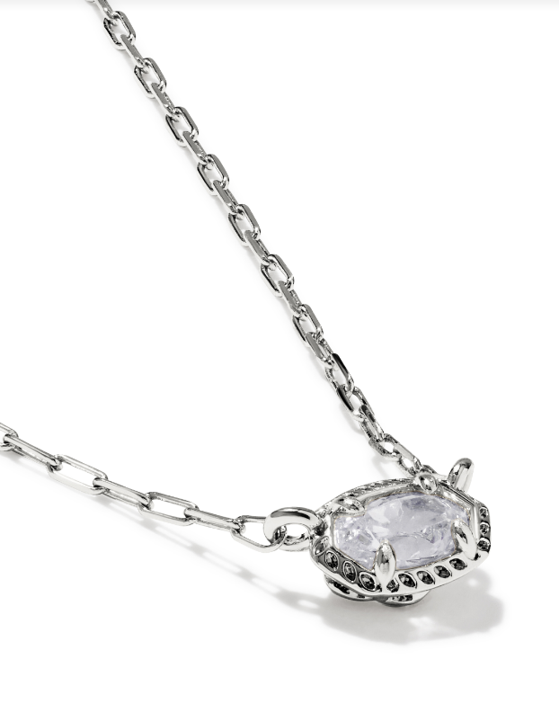Mini Elisa Luxe Short Pendant Necklace Silver White CZ