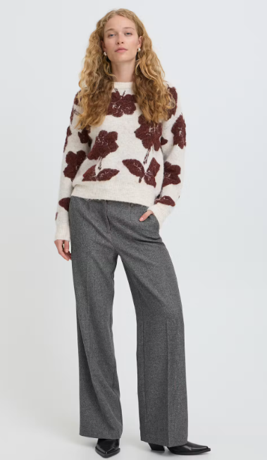 ByEtona Wide Leg Trouser- Mid Grey Melange