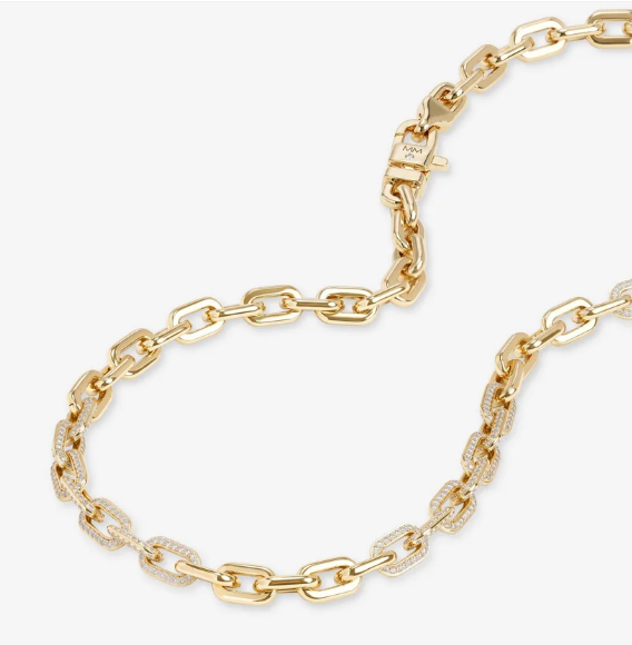 Micro Frankie Pave Chain Necklace 18"Gold