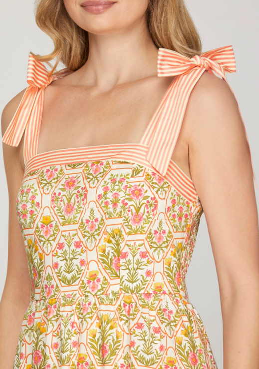 Zoe Tiered Maxi Dress- Peach/Pink