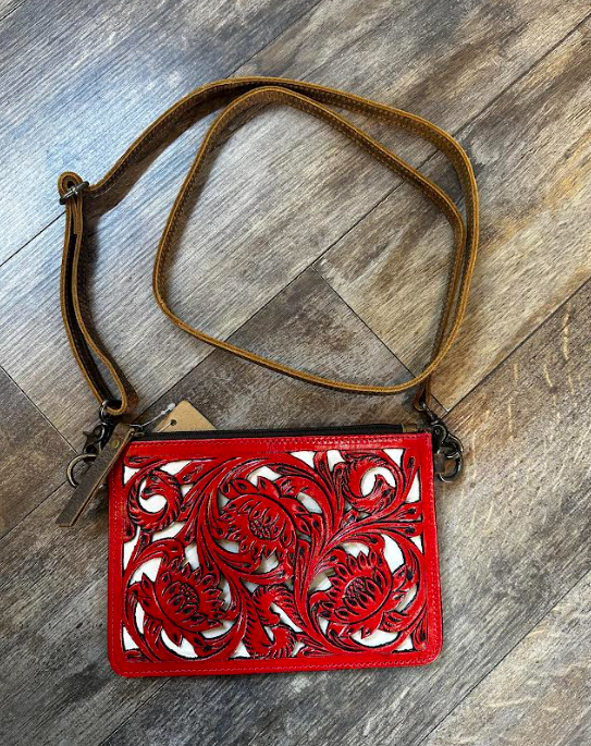 Tooled Crossbody- Red