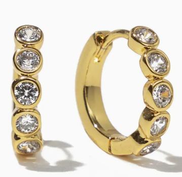 18K Gold Diamond Huggies