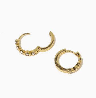 18K Gold Diamond Huggies
