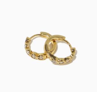 18K Gold Diamond Huggies