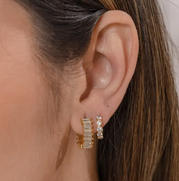 18K Gold Diamond Huggies