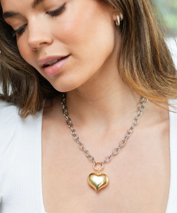 Two-Tone Bubble Heart Necklace