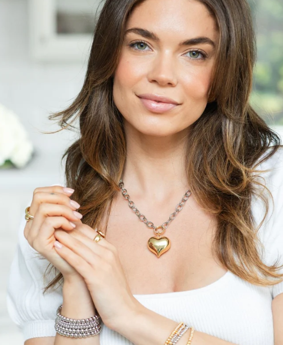 Two-Tone Bubble Heart Necklace