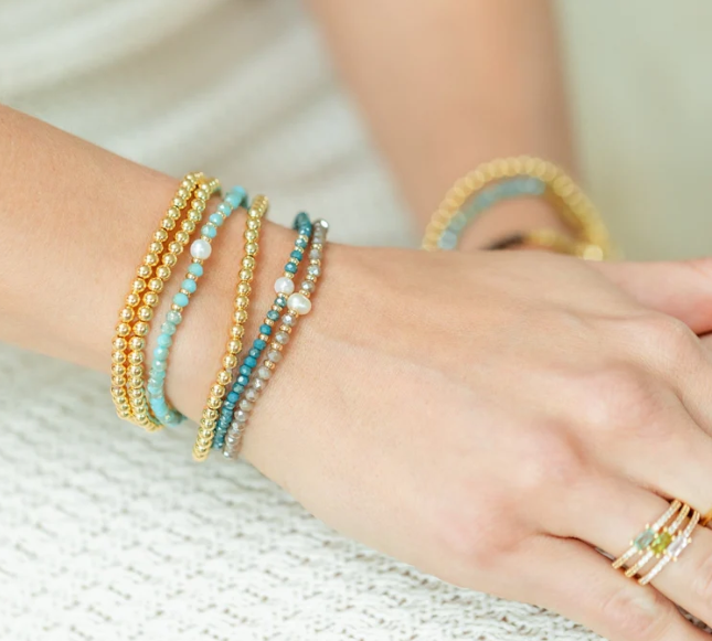 Beaded Duo Pearl Bracelet Set