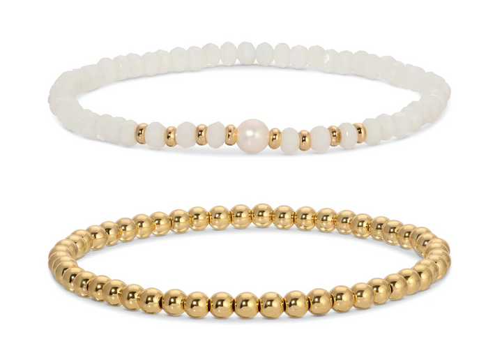 Beaded Duo Pearl Bracelet Set