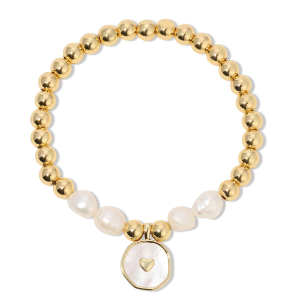 Heart + Pearls Charm Bracelet