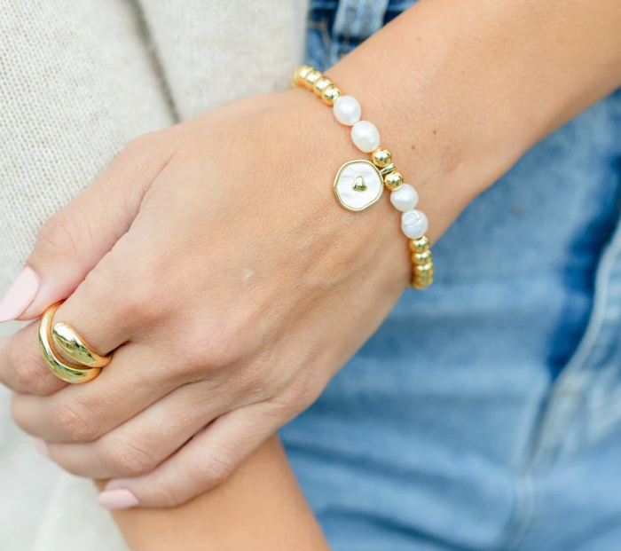 Heart + Pearls Charm Bracelet