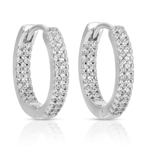 Small Glitzy Huggies- Silver