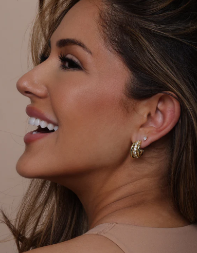 "Oh She Fancy" Silver Smooth/Diamond Hoops