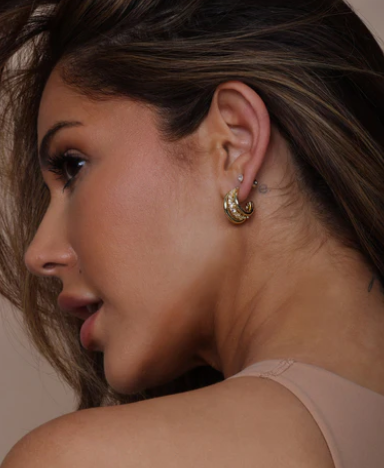 "Oh She Fancy" Silver Smooth/Diamond Hoops