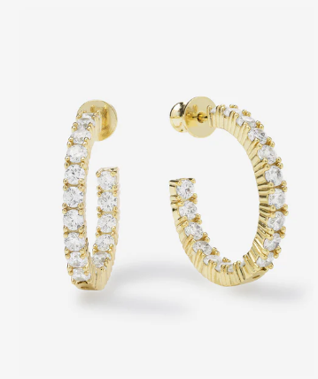Heiress Hoops 1"- Gold/White