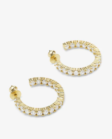 Heiress Hoops 1"- Gold/White