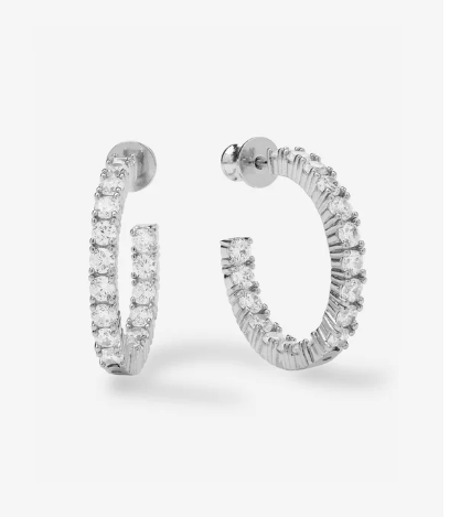 Heiress Hoops 1"- Silver