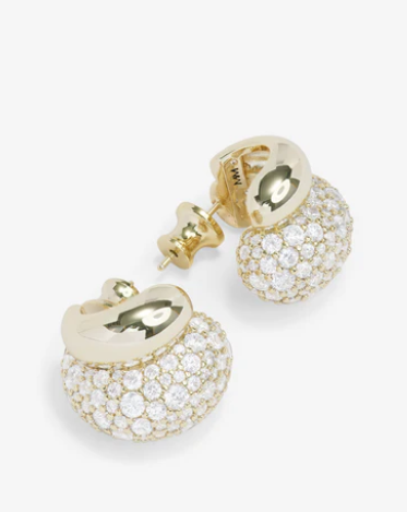 Norah Pave Double Hoop- Gold/White