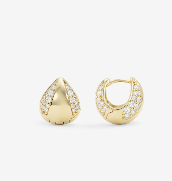 Lil Norah Mixed Pave Earrings- Gold/White