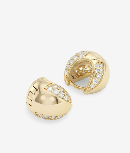 Lil Norah Mixed Pave Earrings- Gold/White