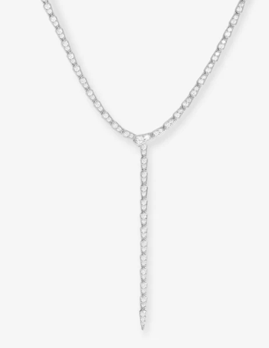 Pave Serpent Lariat Necklace- Silver
