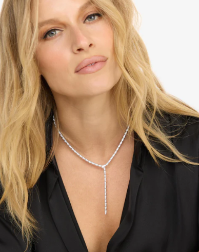 Pave Serpent Lariat Necklace- Silver