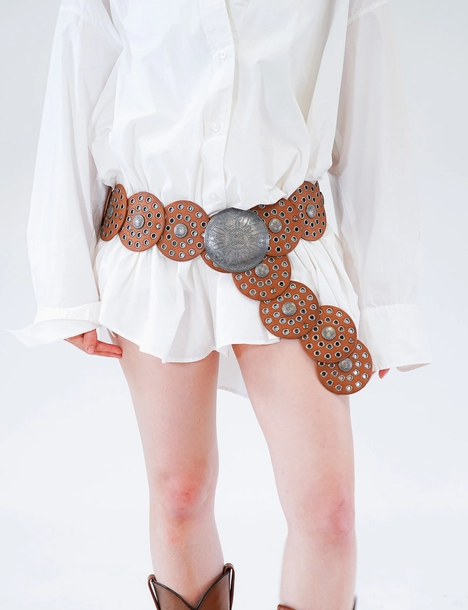 Vintage Western Disc Belt- DK Brown