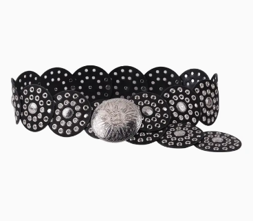 Vintage Western Disc Belt- BLK