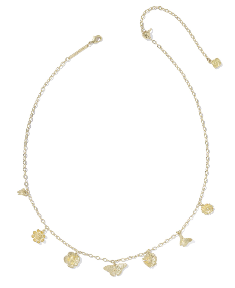 Cailey Butterfly & Wildflower Charm Necklace- Gold
