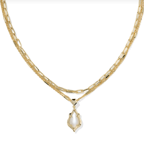 Adriana Scallop Multi-Strand Necklace- Gold Natural MOP