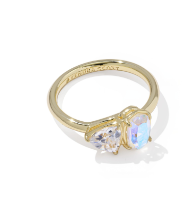 Tatum Gold Band Ring 6 White CZ