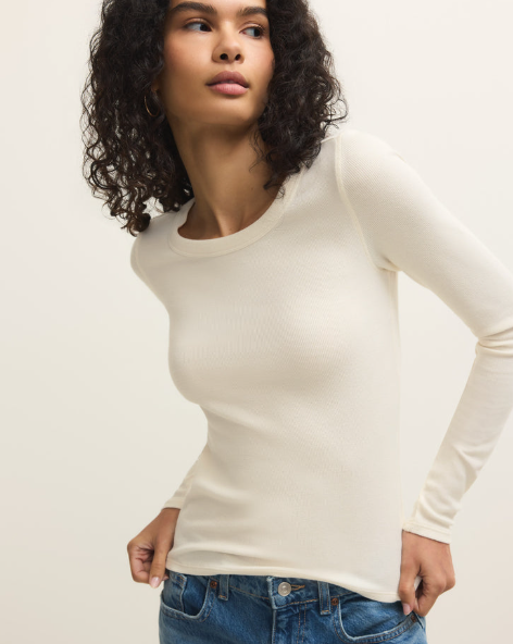 Renae Rib L/S Top- Cloud - Xs