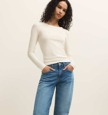 Renae Rib L/S Top- Cloud - Xs
